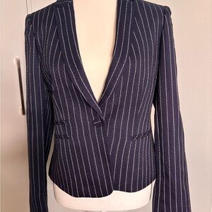 Tahari Blue and White Pinstripe Blazer